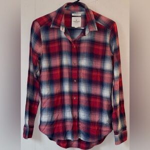 American Eagle soft 100% Cotton Plaid Boyfriend Fit shirt S